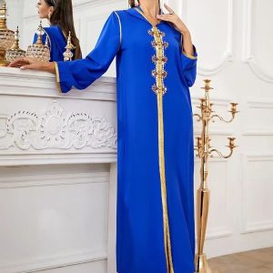 Djellaba femme moderne en bleu majestueux