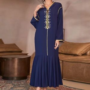 Djellaba moderne femme bleu nuit