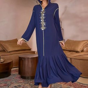 Djellaba femme chic en teinte bleu nuit