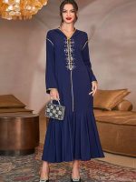 Djellaba élégante pour femme en bleu foncé