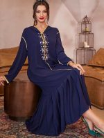 Modèle de djellaba femme bleu nuit