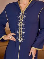 Djellaba femme style contemporain bleu nuit