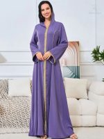 Djellaba femme en tissu léger couleur lavande