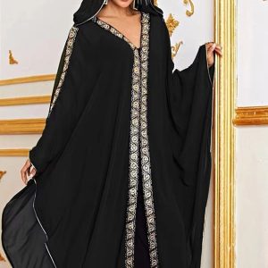 Djellaba femme moderne noire élégante et raffinée