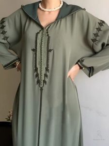 Djellaba moderne femme en vert sauge