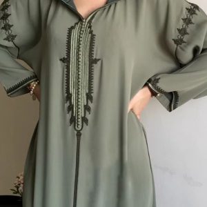 Djellaba moderne femme en vert sauge
