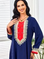 Robe traditionnelle bleue marine pour femme, parfaite pour un mariage