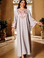 Djellaba grise femme marocaine à col rond