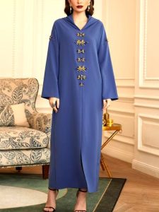 Djellaba marocaine Bleu Ciel, style traditionnel élégant