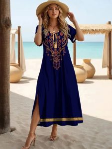 Djellaba marocaine Bleu Sultan, élégance et style traditionnel