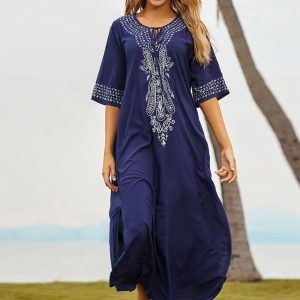 Djellaba marocaine bleue, style classique et raffiné