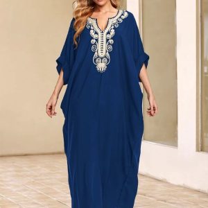 Djellaba marocaine bleue Jasmine élégante et confortable