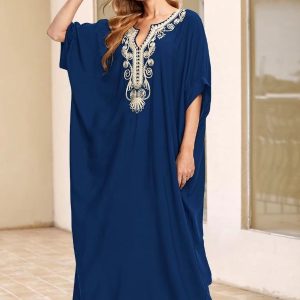Djellaba bleue traditionnelle au style marocain