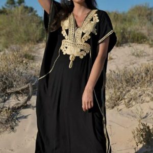 Djellaba marocaine col en V "Sabrina" élégante et traditionnelle