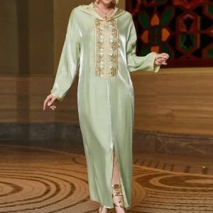 Djellaba marocaine Éclat de Menthe en tissu léger