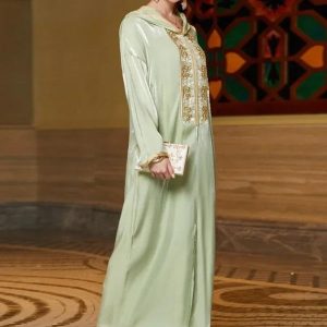 Djellaba traditionnelle avec motif éclat de menthe