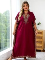 Djellaba grande taille femme bordeaux