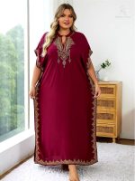 Djellaba marocaine bordeaux pour femmes en grande taille