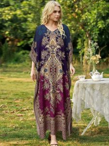 Djellaba marocaine "Lila Nour" en tissu traditionnel