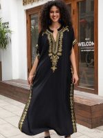 Djellaba noire Amina, vêtement traditionnel marocain