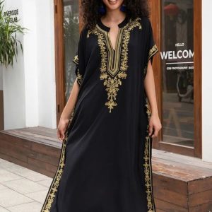 Djellaba noire Amina, vêtement traditionnel marocain