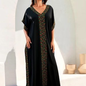 Djellaba noire pour hommes, style marocain classique