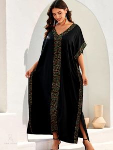 Vêtement marocain noir, djellaba Imane pour toutes occasions