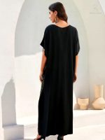 Djellaba Imane, coupe moderne en tissu noir authentique