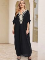 Djellaba marocaine noire Jasmine pour un style élégant
