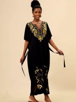 Djellaba marocaine noire Layla, élégance traditionnelle