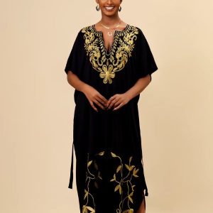 Djellaba noire Layla, vêtement marocain stylé