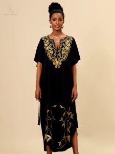 Vêtement traditionnel marocain, djellaba noire Layla