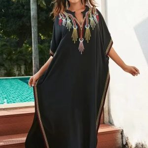 Djellaba Noura noire, élégance marocaine intemporelle