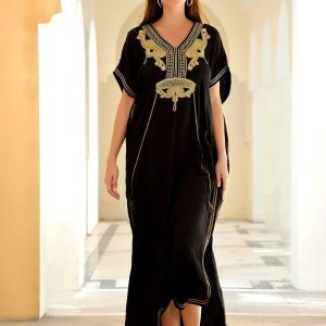 Djellaba noire Sara, style traditionnel marocain