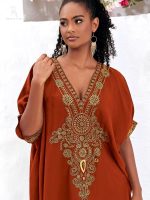 Djellaba traditionnelle marocaine en couleur orange