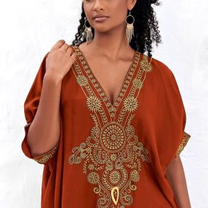 Djellaba traditionnelle marocaine en couleur orange