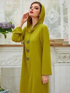 Djellaba marocaine Reflet d'Olive en tissu léger