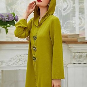 Djellaba marocaine Reflet d'Olive en tissu léger