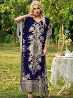 Djellaba marocaine Samira Azraq en couleur azur