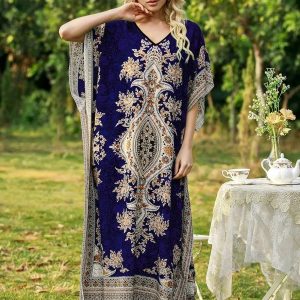 Djellaba marocaine Samira Azraq en couleur azur