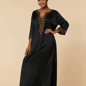 Djellaba traditionnelle, style marocain, couleur nuit