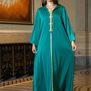 Djellaba marocaine traditionnelle Émeraude Royale