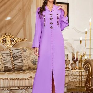 Djellaba traditionnelle marocaine Lavande Éclatante
