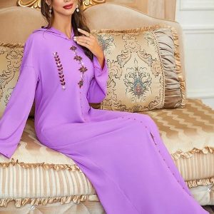 Djellaba en lavande, style marocain authentique