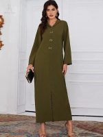 Djellaba traditionnelle marocaine "Olive" en tissu léger