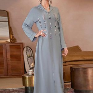 Djellaba marocaine traditionnelle Perle Grise