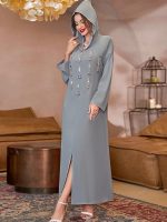 Djellaba grise en tissu marocain authentique