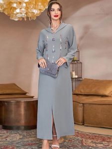 Modèle élégant de djellaba grise classique
