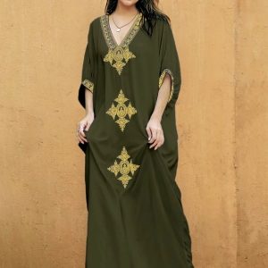 Djellaba en vert kaki, style traditionnel