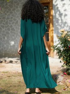 Mode marocaine : djellaba Amina en vert vibrant